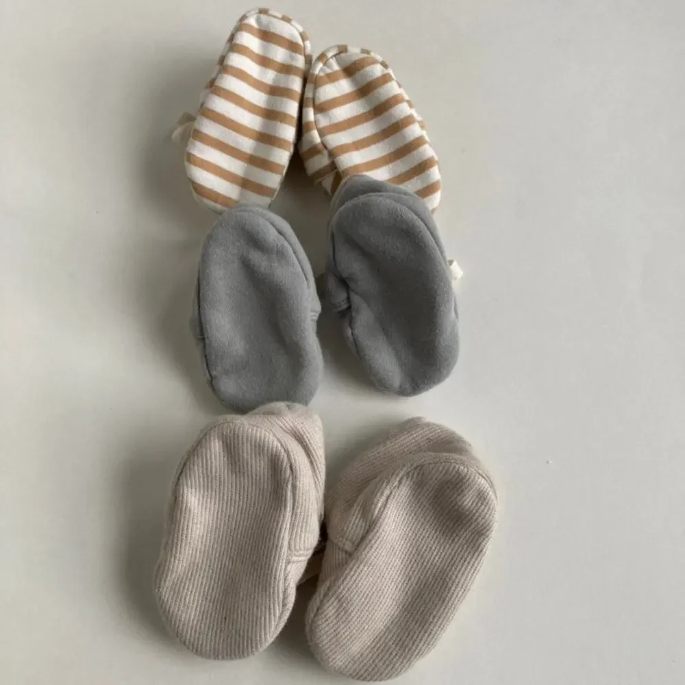 Quincy Mae Baby Shoes Set - Tan, Gray, Cream Striped